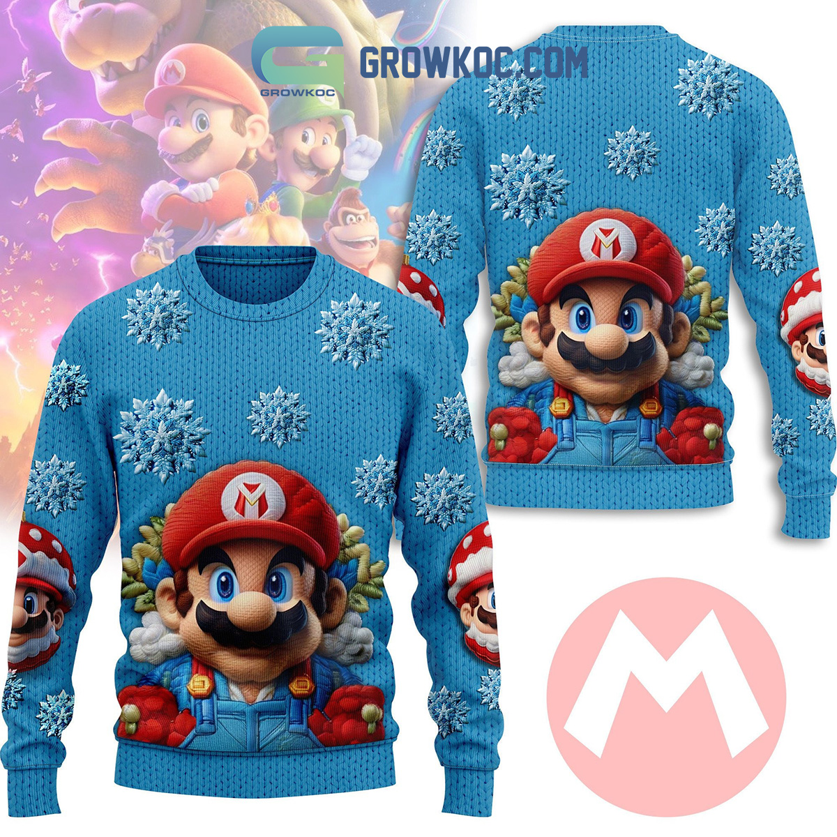 Mario Super Mario Nintendo Christmas Winter Holiday Season Greeting Ugly Sweater2B1 3X0Wp