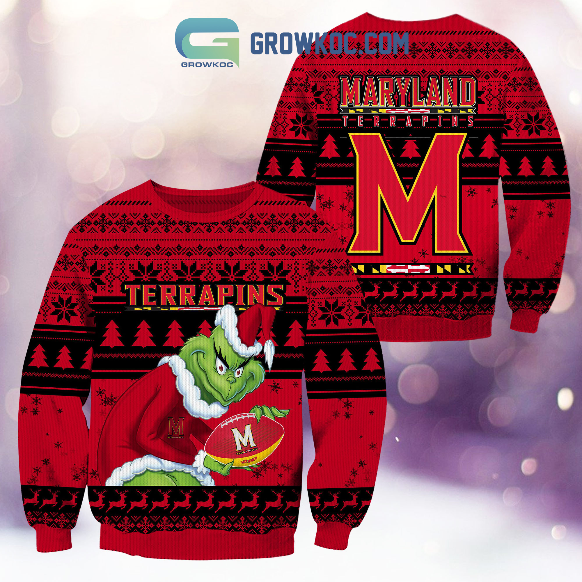 Maryland Terrapins Grinch NCAA Christmas Ugly Sweater2B1 xCkI7