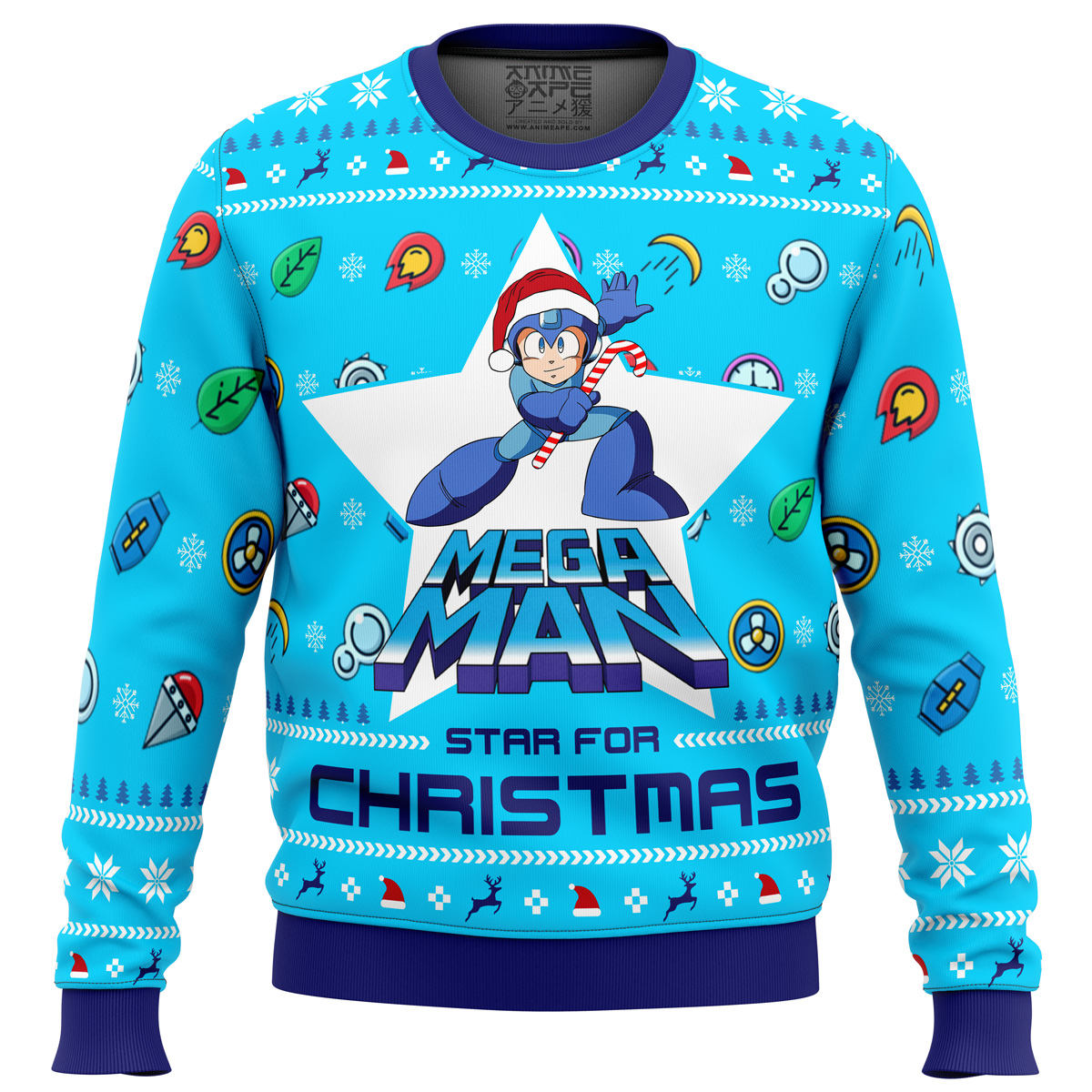 Mega Christmas Mega Man men sweatshirt FRONT mockup