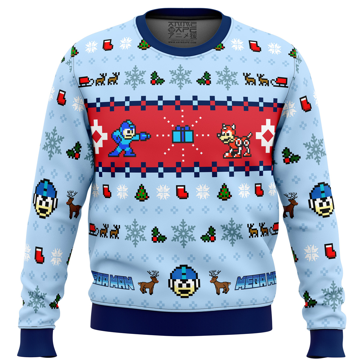 Mega Holiday Mega Man men sweatshirt FRONT mockup