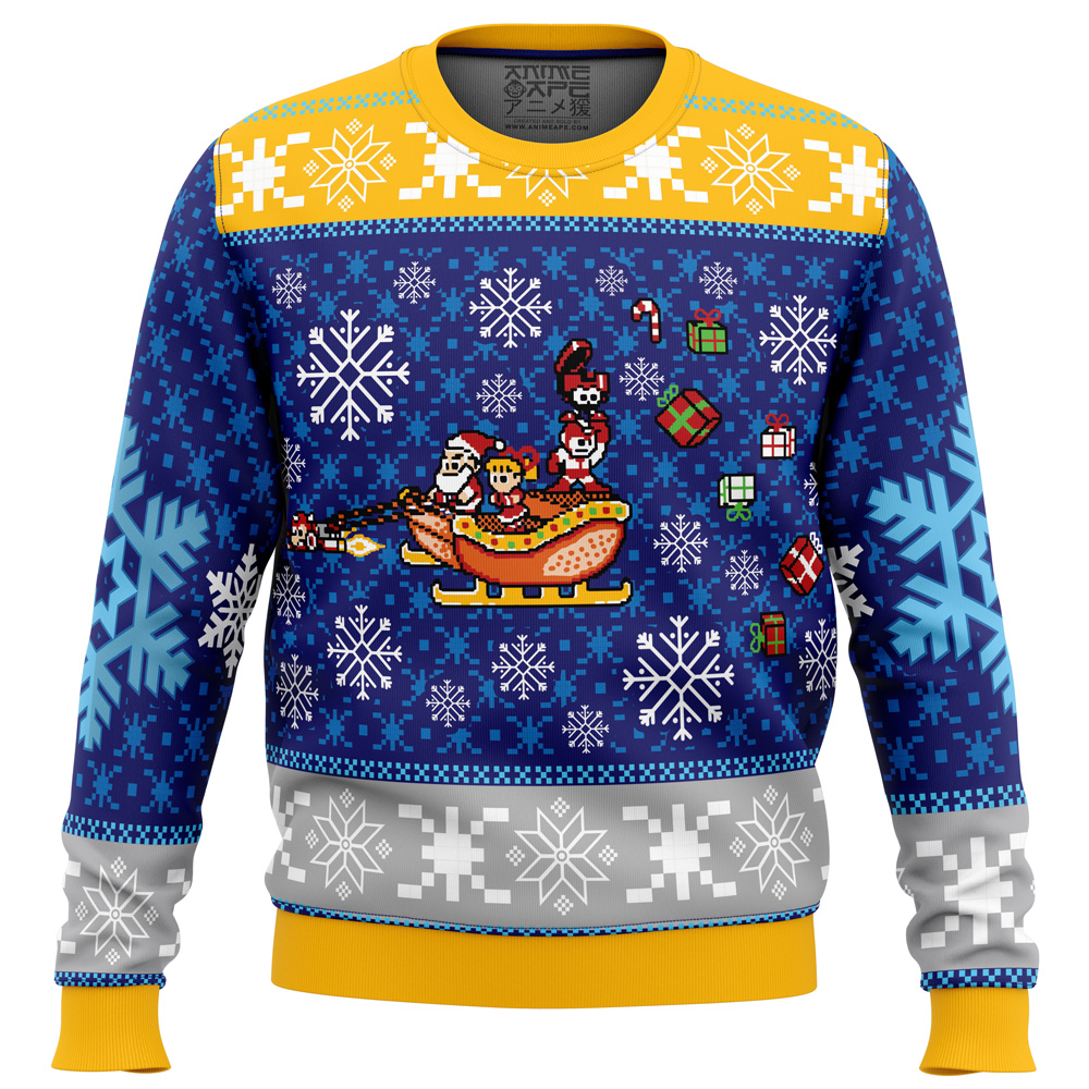 Mega Merry Christmas Mega Man PC men sweatshirt FRONT mockup