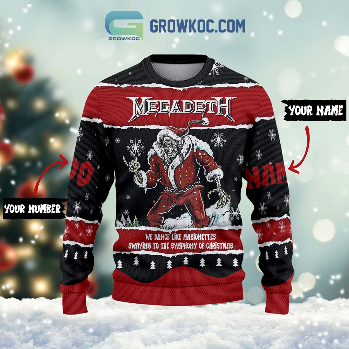 Megadeth We Dance Like Marionettes Swaying To The Symphony Of Christmas Custom Name Number Ugly Sweaters2B1 WF7gW