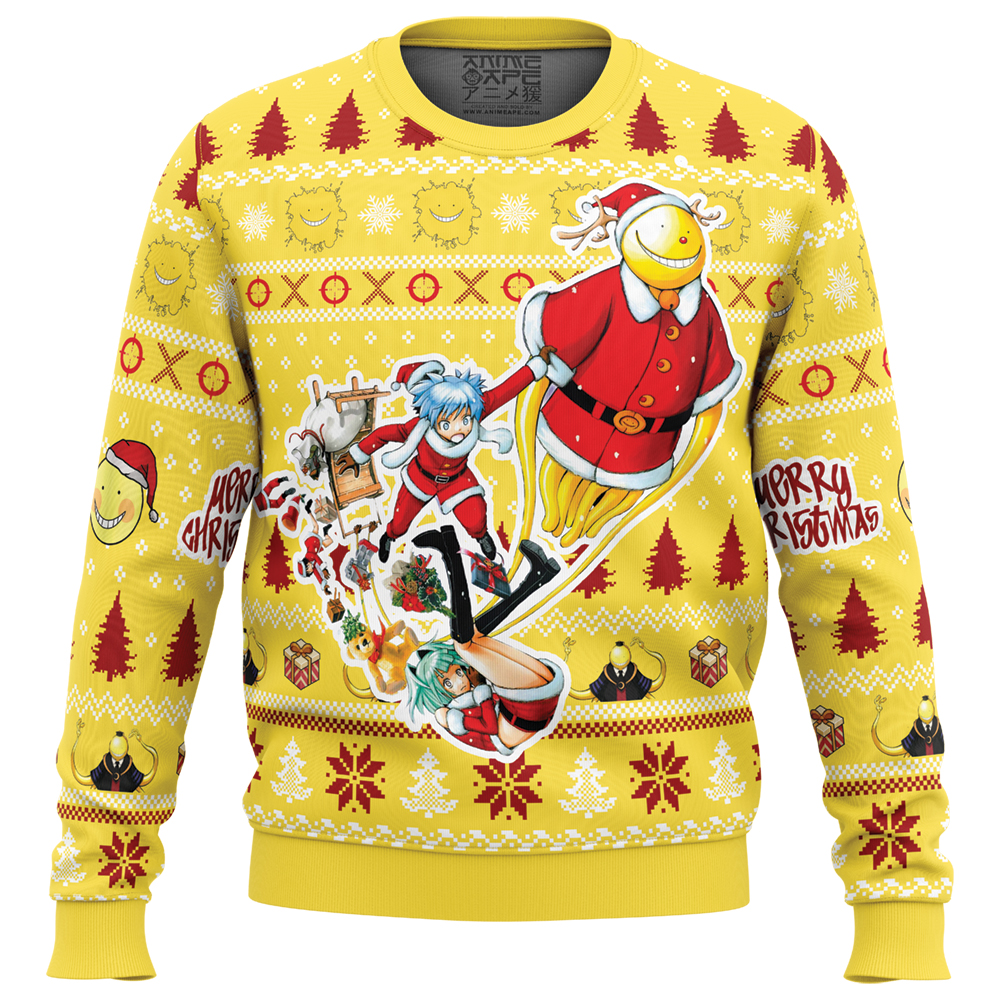 Merry Christmas Assassination Classroom Ugly Christmas Sweater FRONT mockup