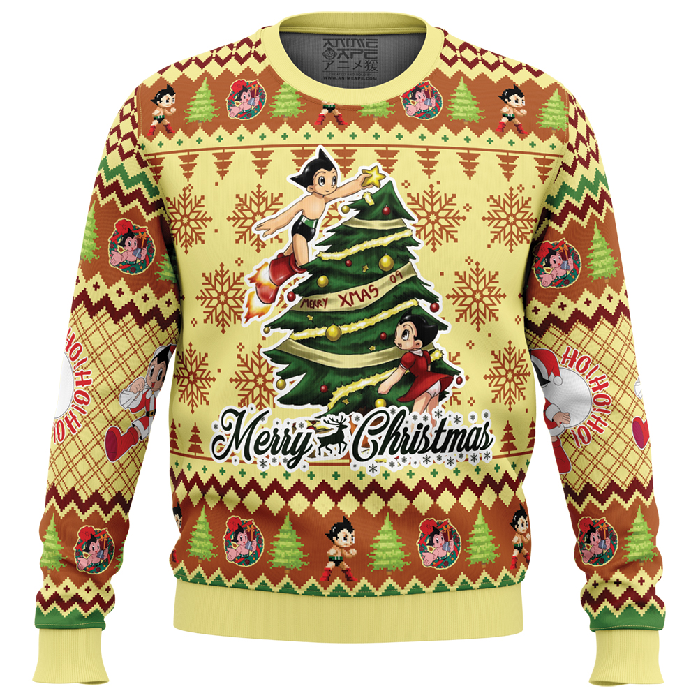 Merry Christmas Astro Boy Ugly Christmas Sweater FRONT mockup