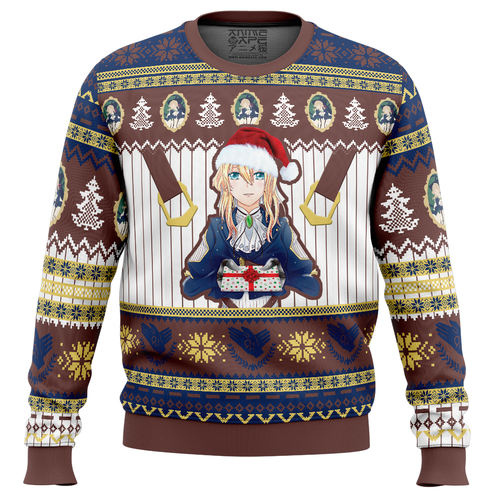 Merry Christmas Violet Evergarden Ugly Christmas Sweater FRONT mockup