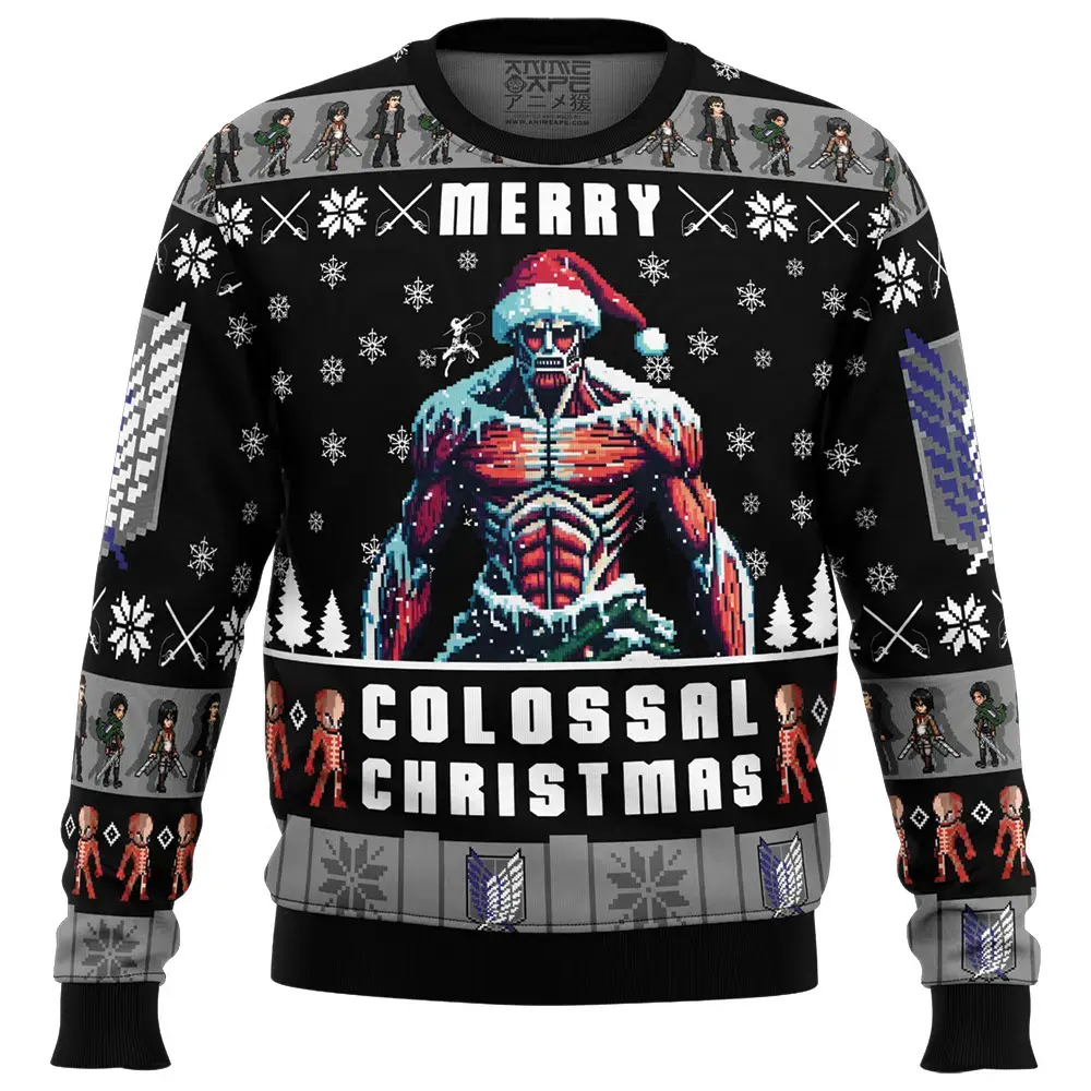 Merry Colossal Christmas AOT Ugly Christmas Sweater FRONT mockup