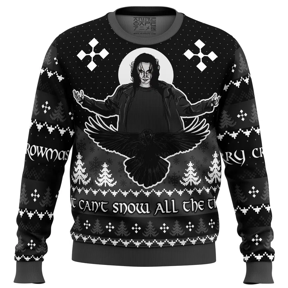 Merry Crowmas PC Ugly Christmas Sweater FRONT mockup