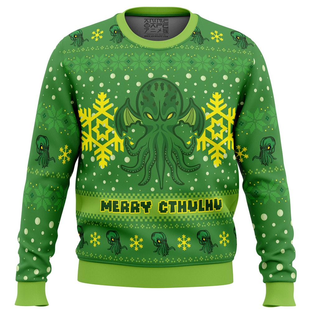 Merry Cthulhu PC Ugly Christmas Sweater front mockup