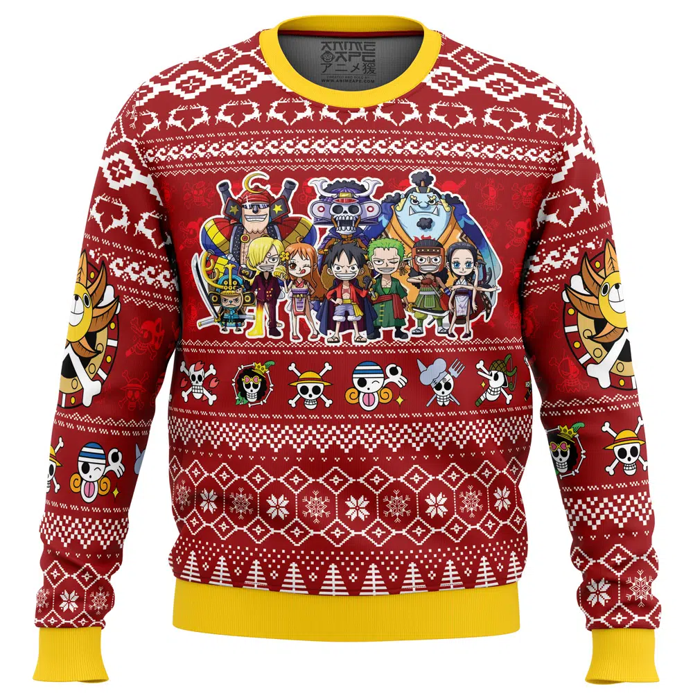 Merry Mugiwara Pirates OP Ugly Christmas Sweater FRONT mockup 1