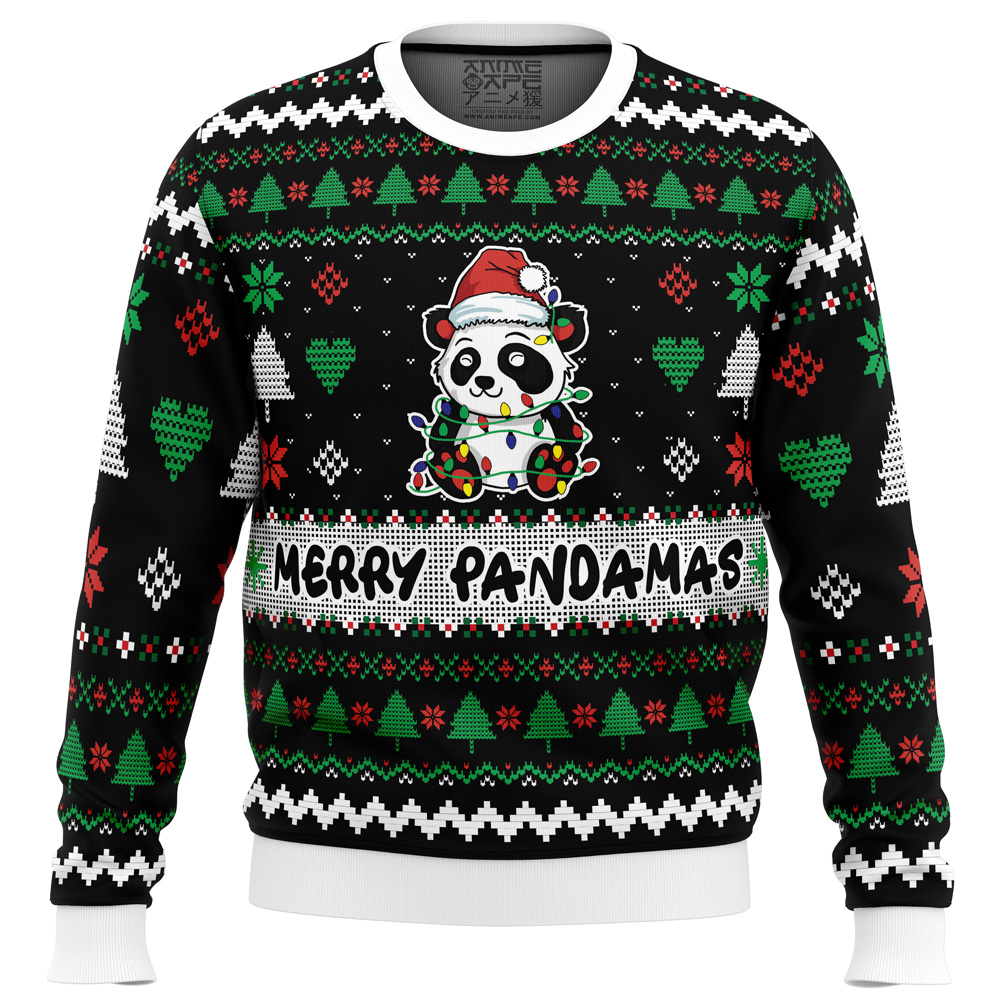 Merry Pandamas PC Ugly Christmas Sweater FRONT mockup