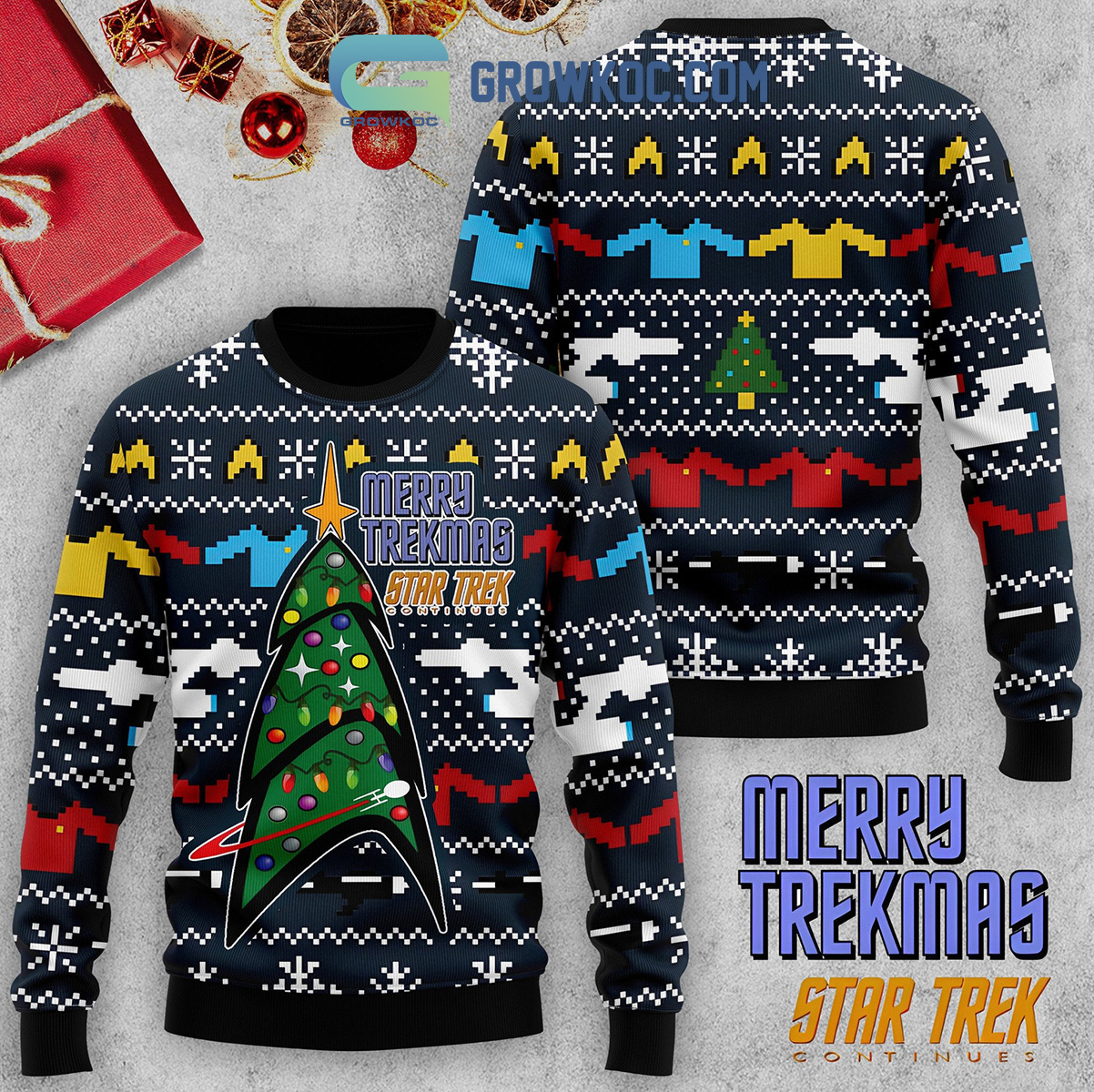 Merry Trekmas Star Trek Christmas Ugly Sweater2B1 4UcNC