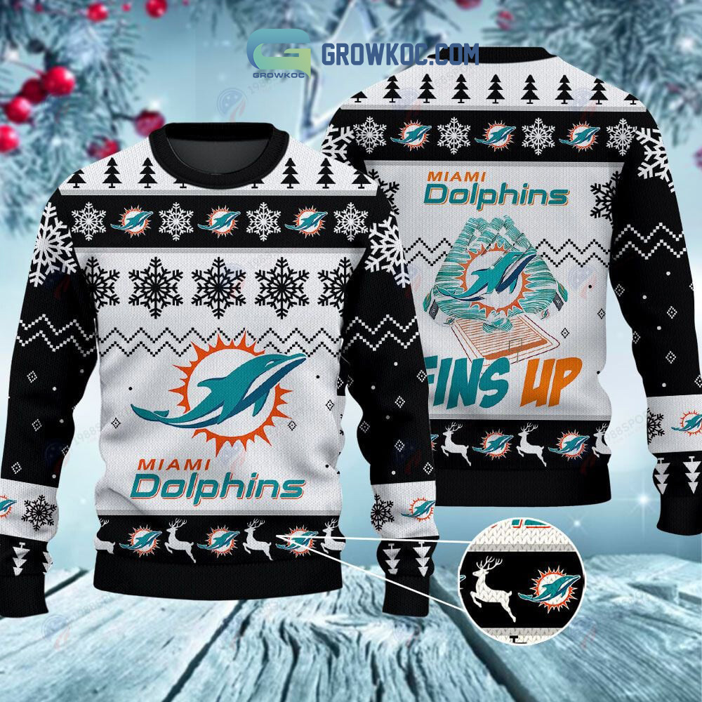 Miami Dolphins Fins Up Christmas Ugly Sweater2B1 cXEhp