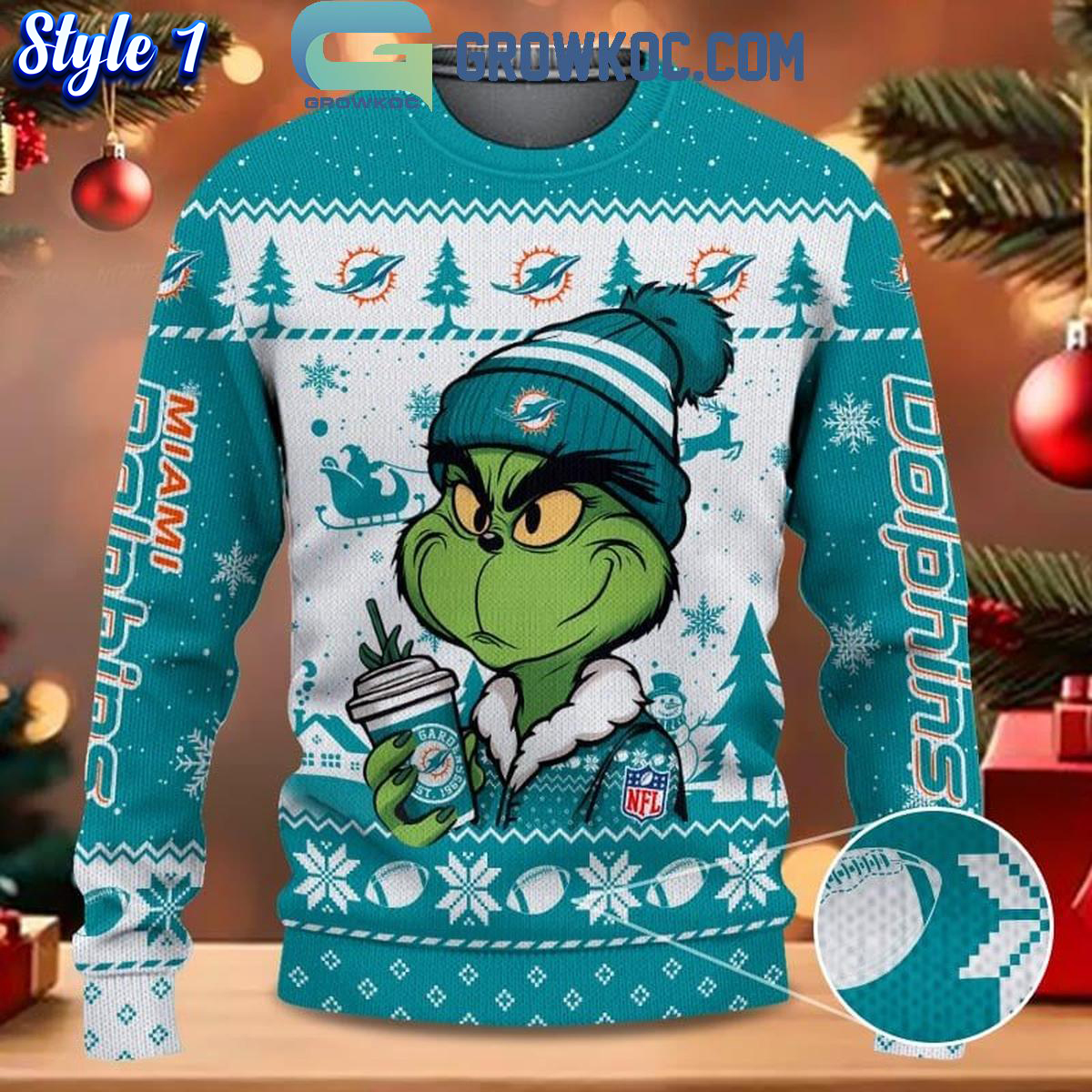 Miami Dolphins Grinch Stolen Christmas 2024 Grinchmas Ugly Sweater 1 eRPno 1