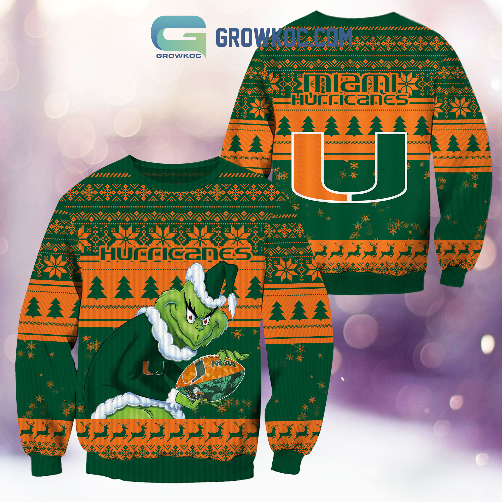 Miami Hurricanes Grinch NCAA Christmas Ugly Sweater2B1 n0Y1o