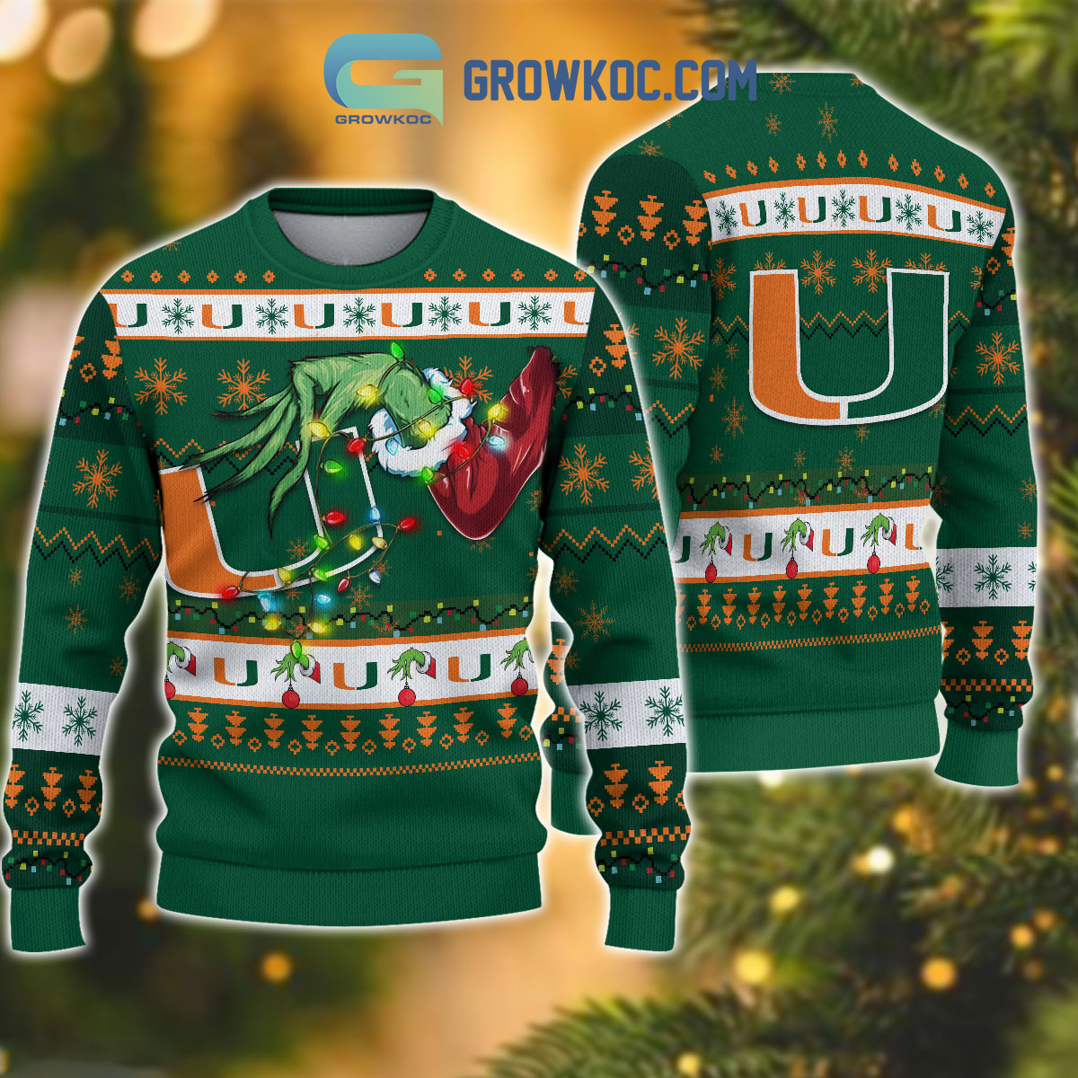 Miami Hurricanes NCAA Grinch Christmas Ugly Sweater2B1 dWIhx