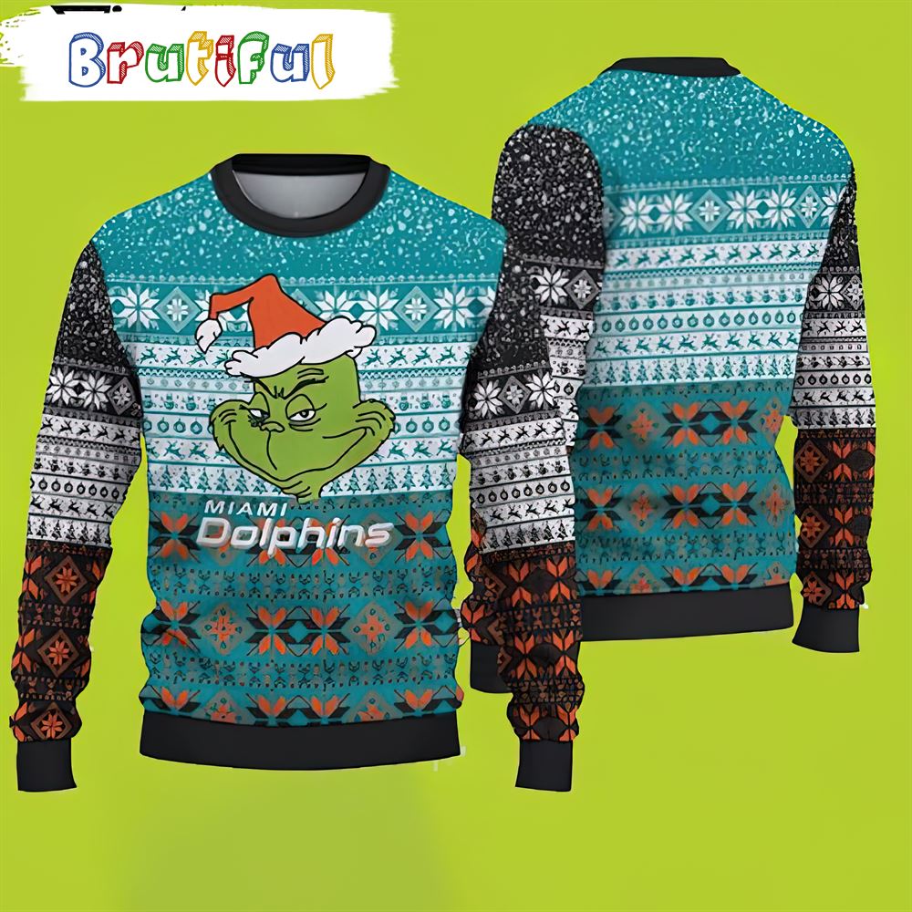 Miami Dolphins Christmas Grinch Christmas Dolphins Christmas Sweater