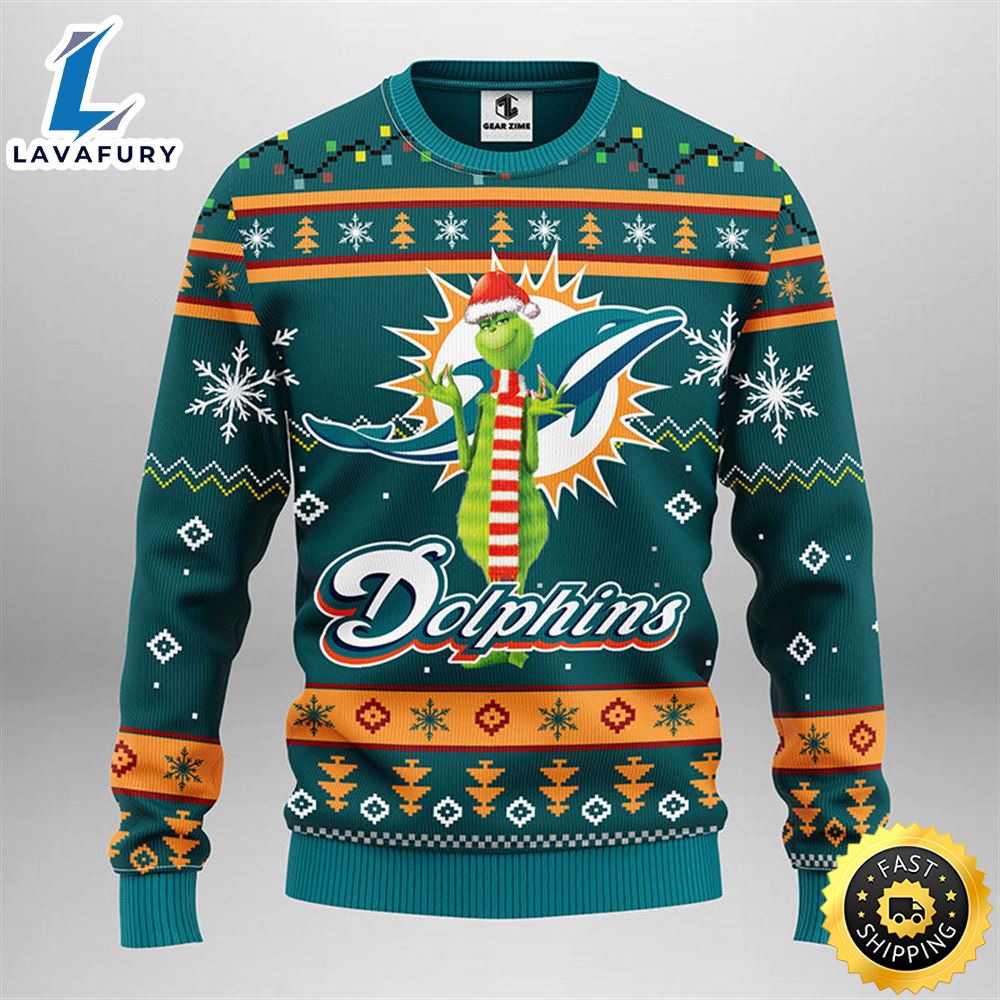 Miami Dolphins Funny Grinch Christmas Ugly Sweater 1 jufccc