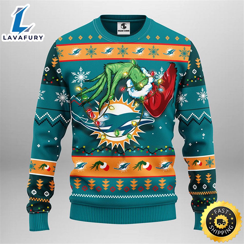 Miami Dolphins Grinch Christmas Ugly Sweater 1 fz1vuh