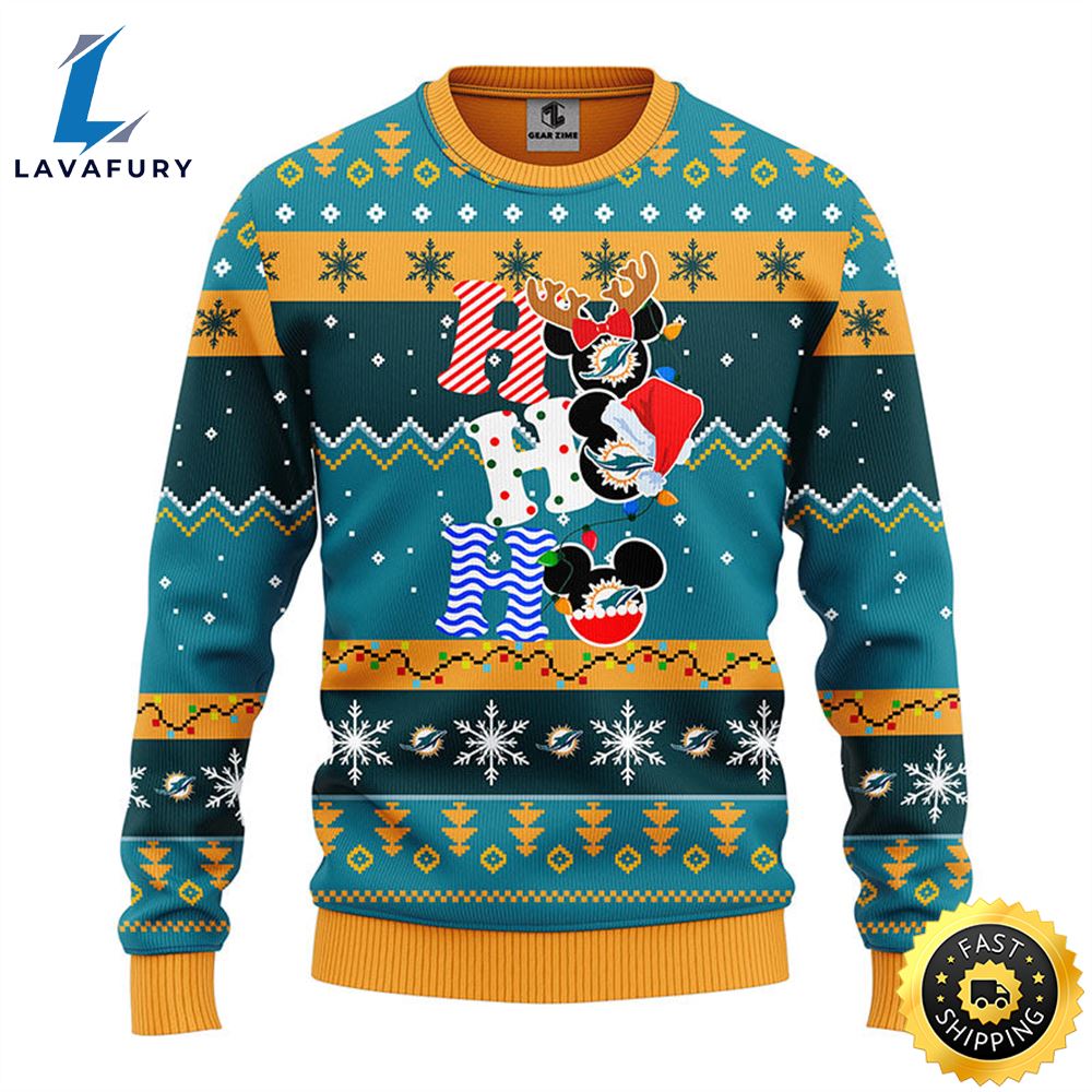 Miami Dolphins HoHoHo Mickey Christmas Ugly Sweater 1 bowjhl