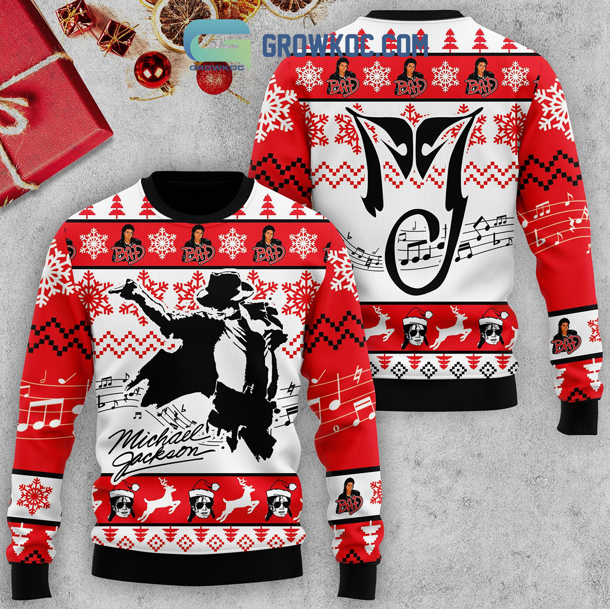 Michael Jackson Merry Christmas Ugly Sweater2B1 kniYd