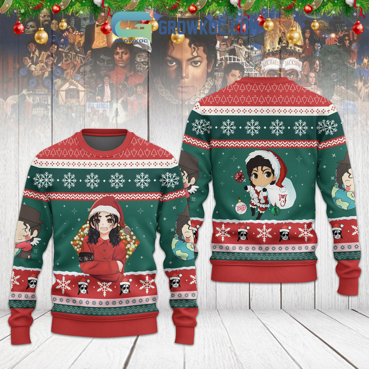 Michael Jackson Snow Christmas Happy Holidays Ugly Sweater2B1 904qg