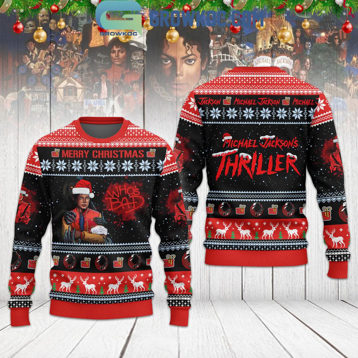 Michael Jackson Thriller Whos Bad Christmas Ugly Sweater 1 R5Bo3