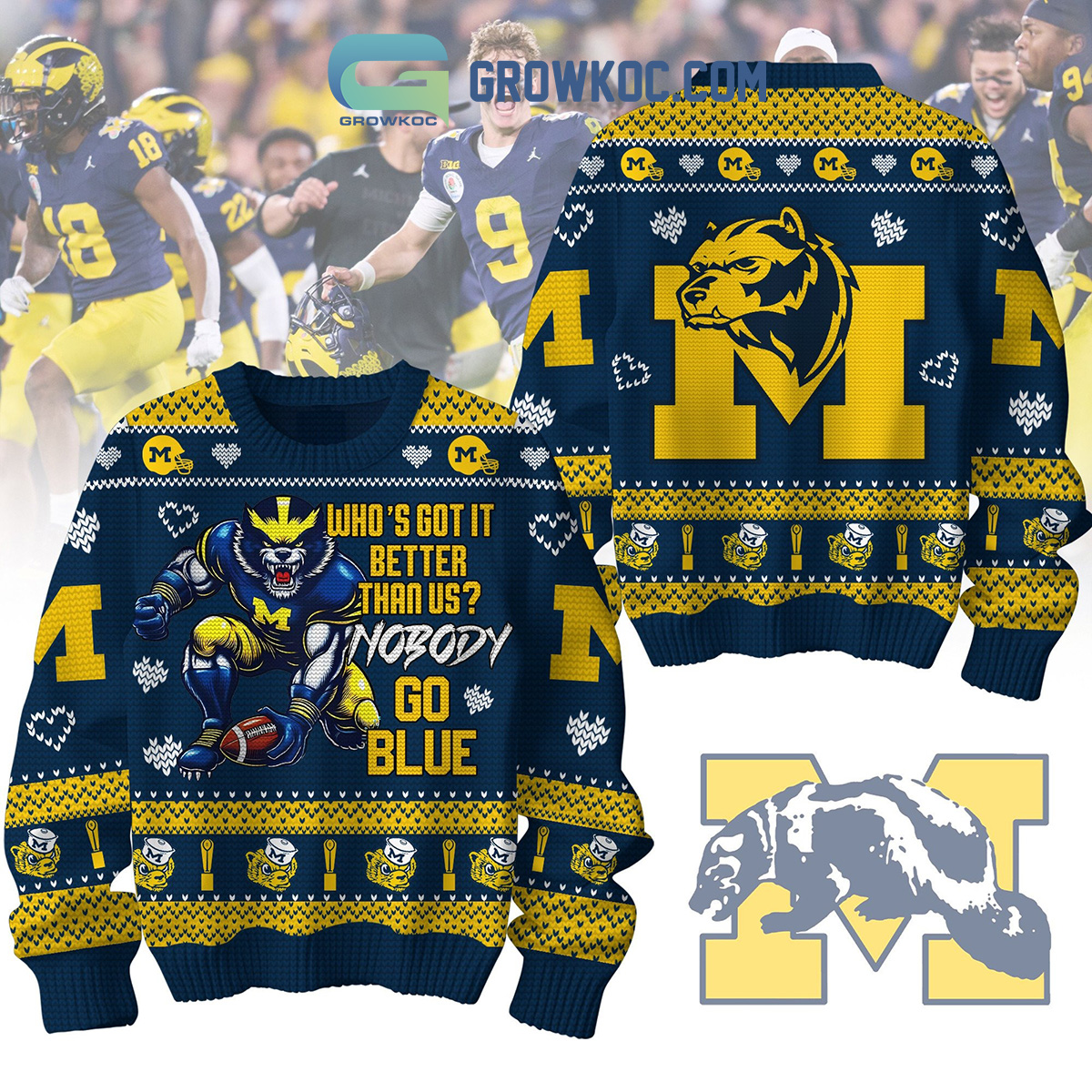 Michigan Wolverines Nobody Better Than Us Ugly Sweater2B1 er34s