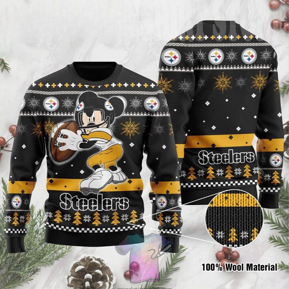 Mickey Cute Pittsburgh Steelers Disney Christmas Sweater 1