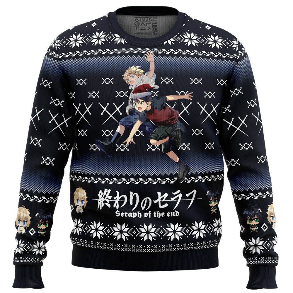 Mikaela X Yuuichirou Seraph of the End Ugly Christmas Sweater FRONT mockup