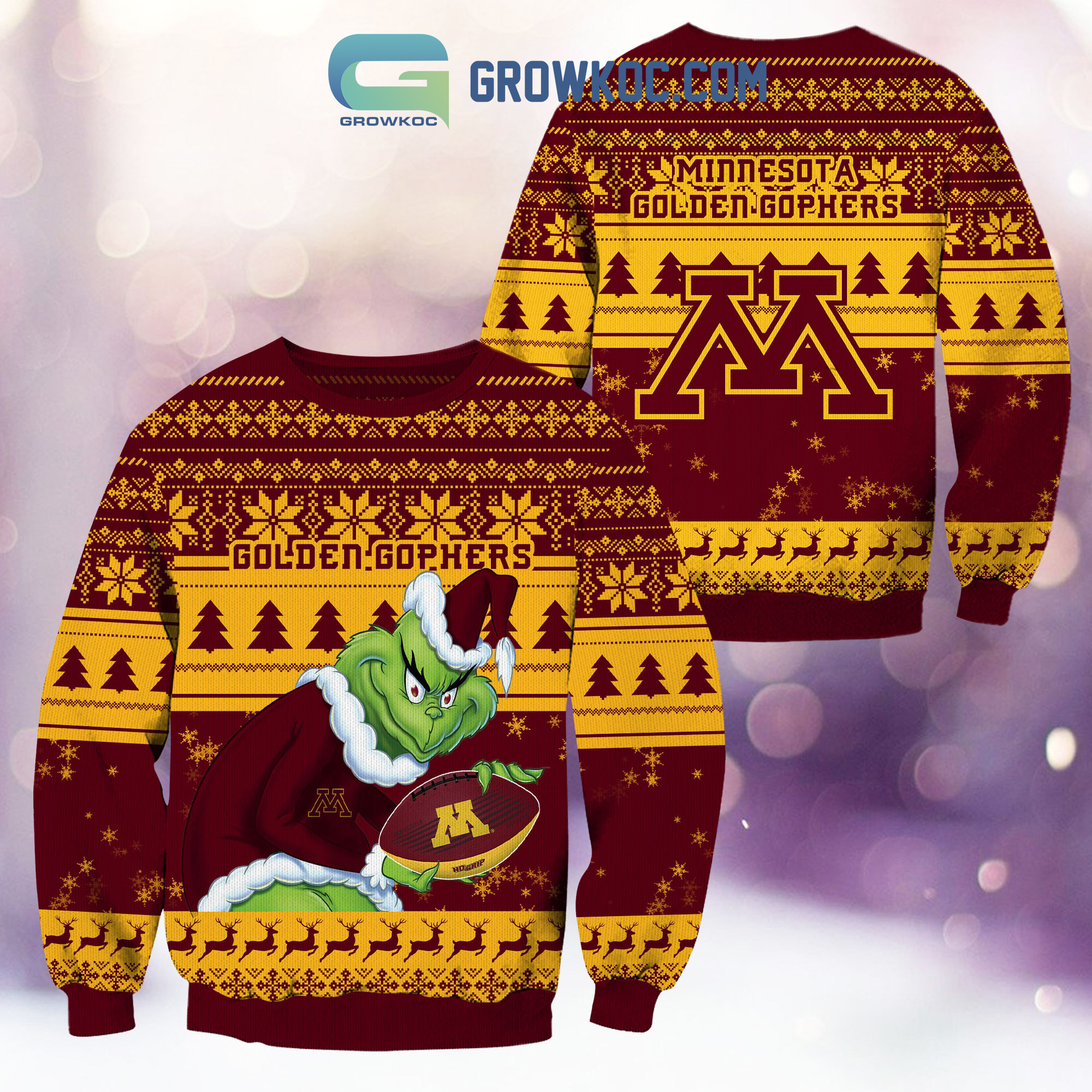 Minnesota Golden Gophers Grinch NCAA Christmas Ugly Sweater2B1 pb4Qu