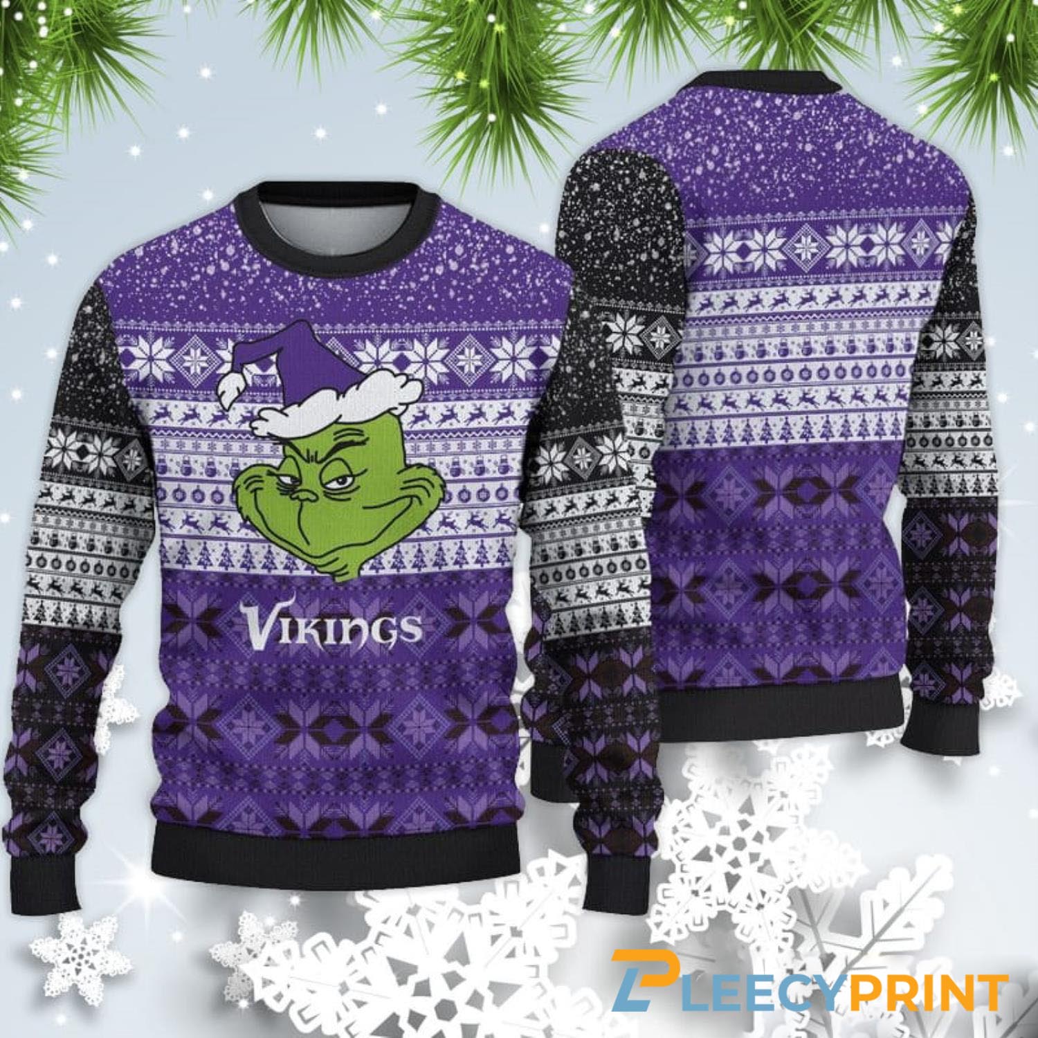 Minnesota Vikings Christmas Grinch Sweater For Fans 1