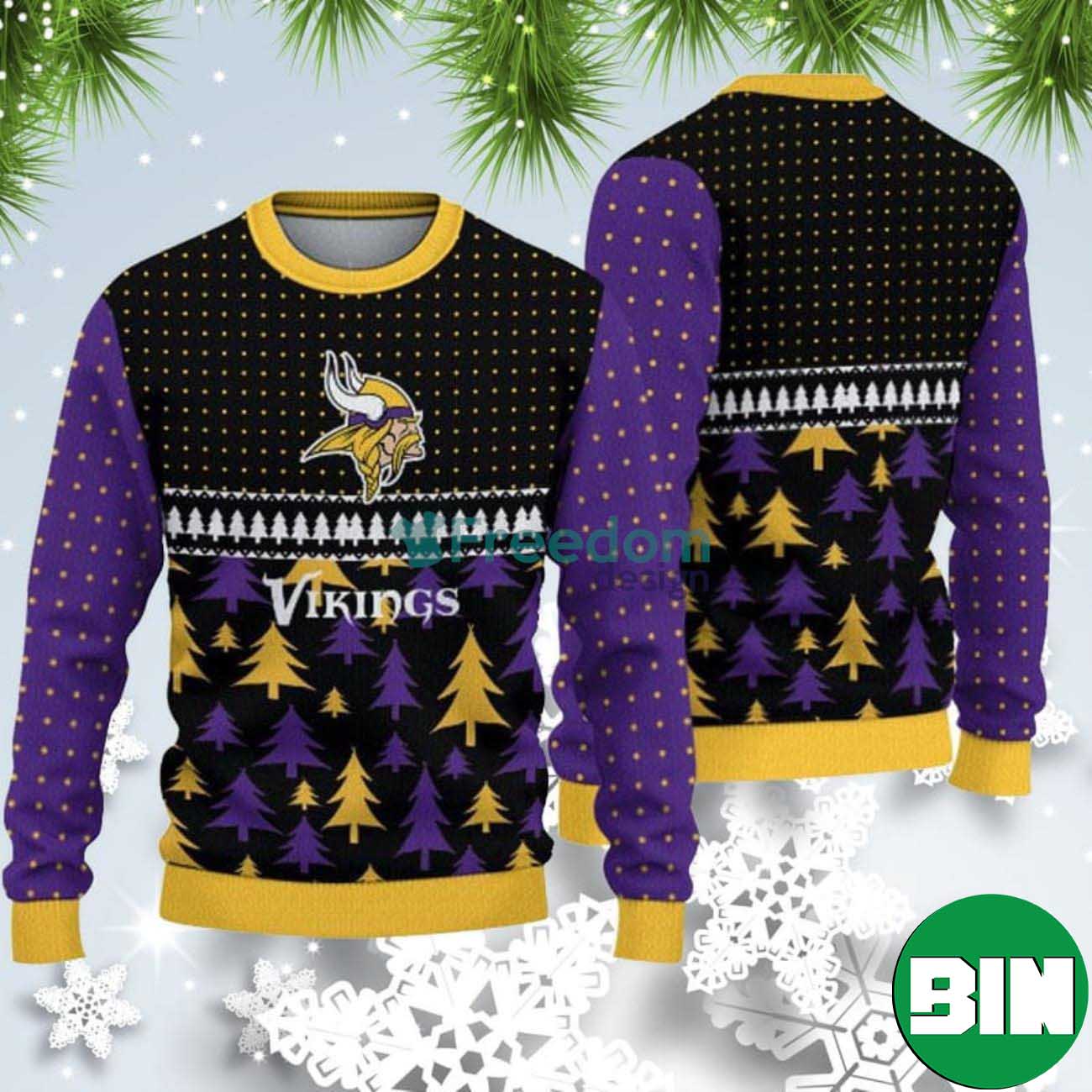 Minnesota Vikings Christmas Tree Pattern For Men And Women Xmas Gift Ugly Sweater 66925778 1