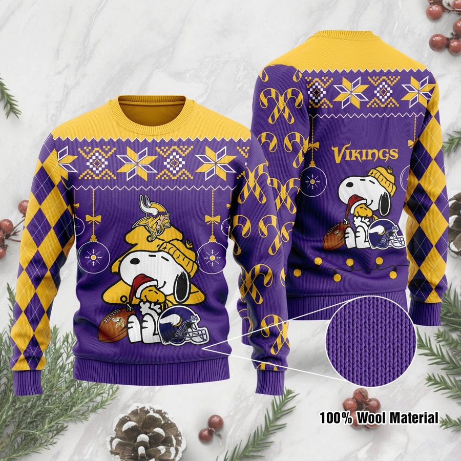 Minnesota Vikings Funny Charlie Brown Peanuts Snoopy Ugly Christmas Sweater 1