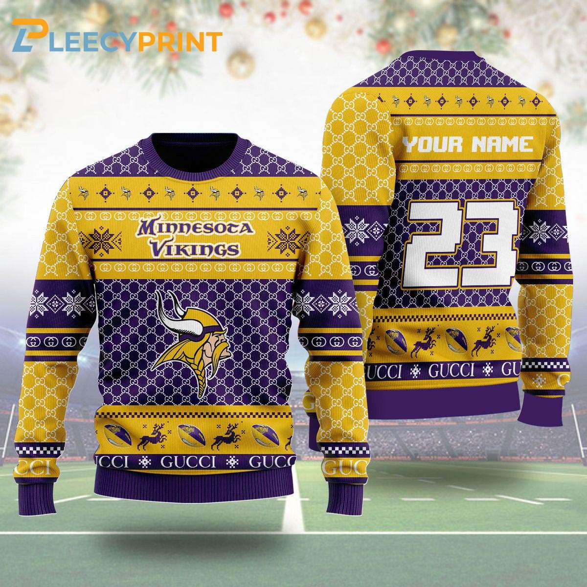 Minnesota Vikings Gucci Ugly Christmas Sweater 1