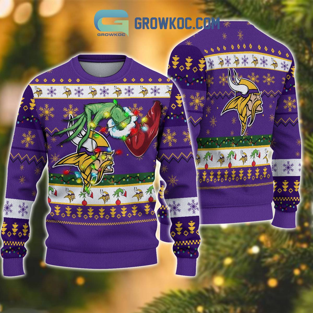 Minnesota Vikings NFL Grinch Christmas Ugly Sweater2B1 3UzV4