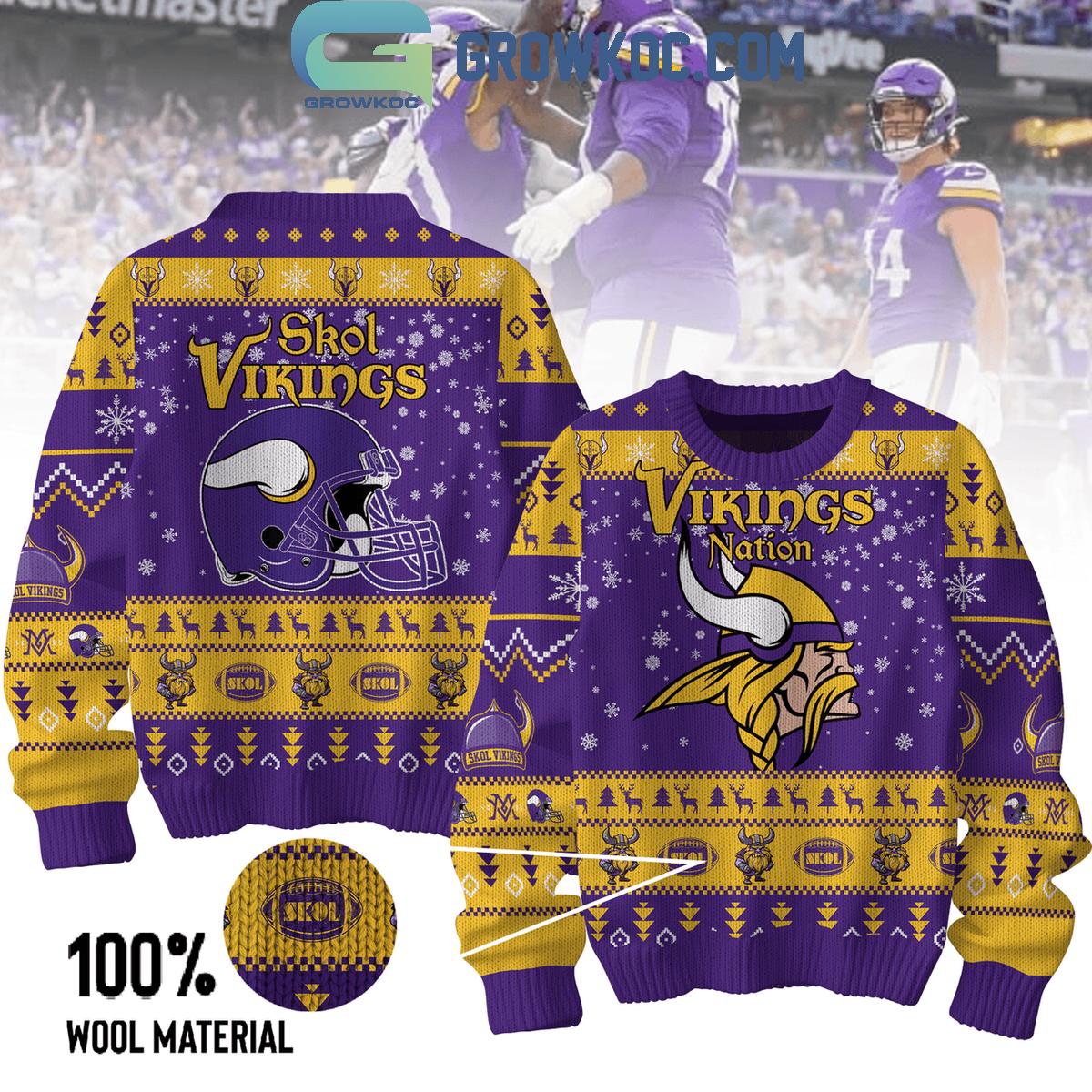 Minnesota Vikings Skol Viking Nation Christmas Ugly Sweater 1 oJpsB