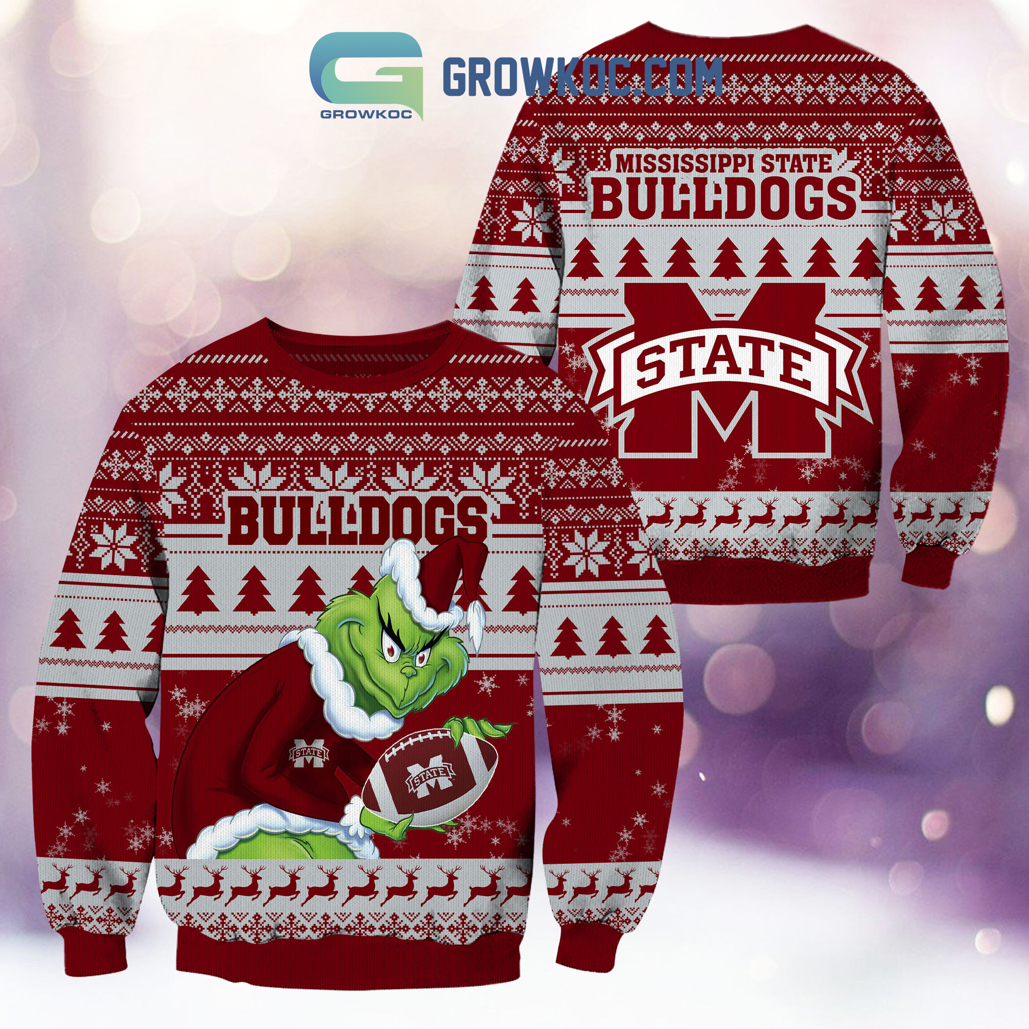 Mississippi State Bulldogs Grinch NCAA Christmas Ugly Sweater2B1 2K2vJ