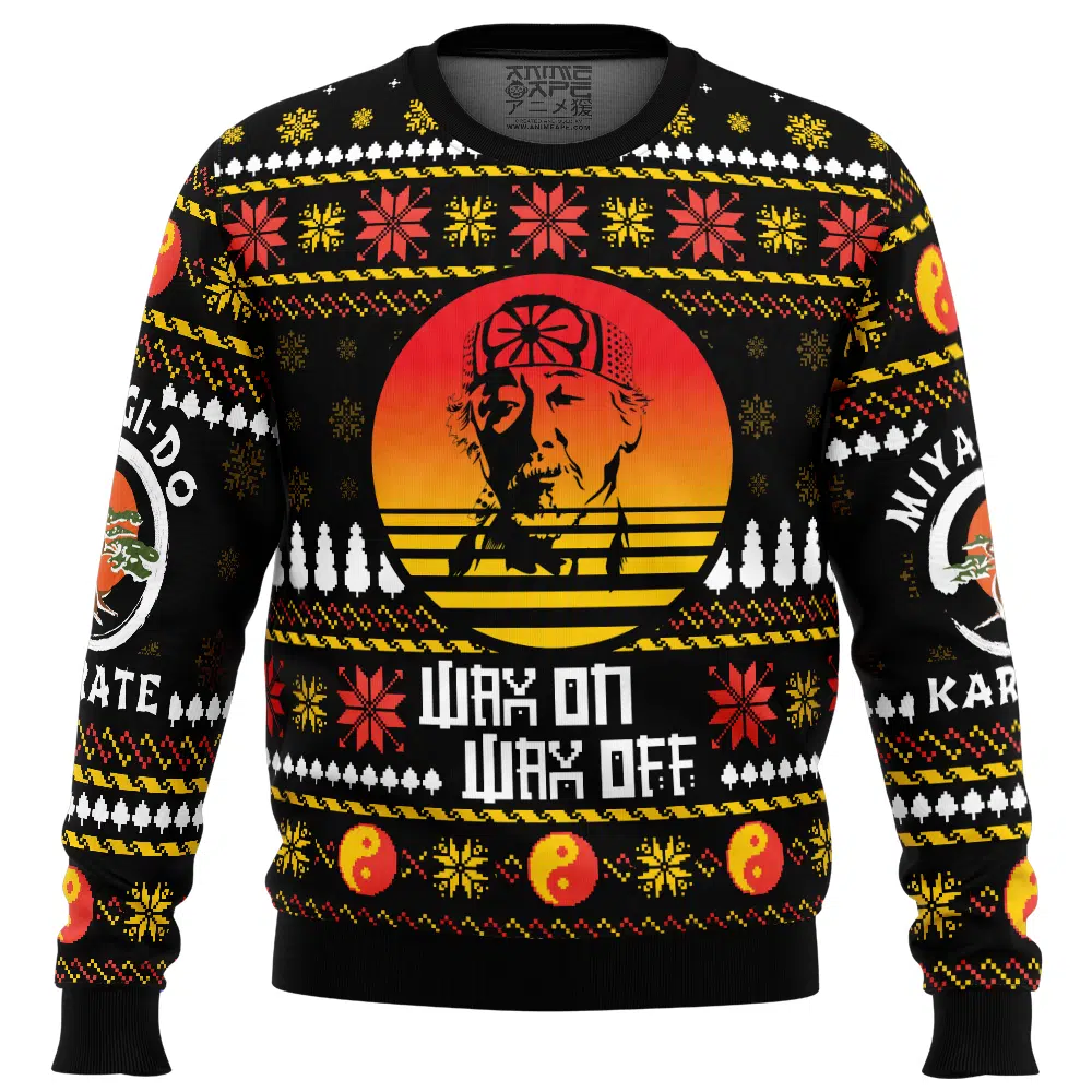 Miyagi Do Karate Dojo Ugly Christmas Sweater FRONT mockup