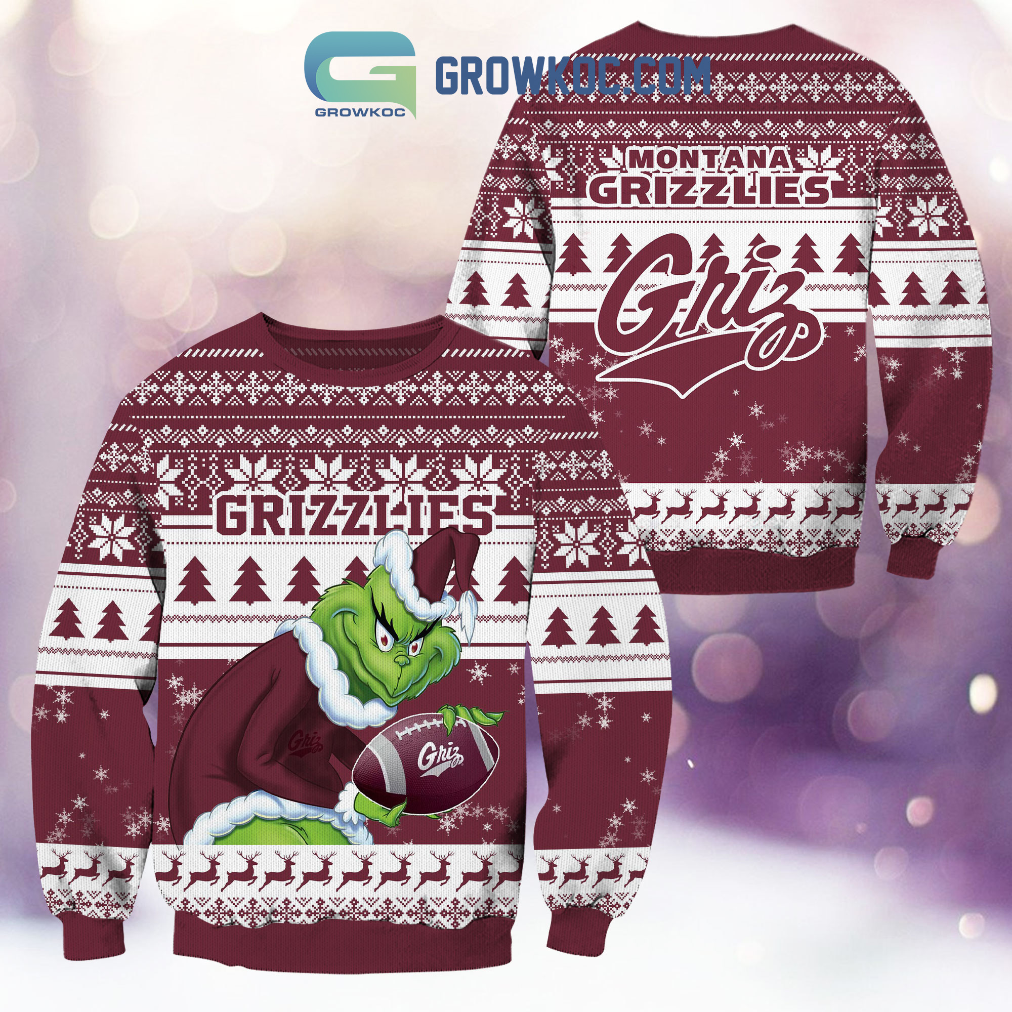 Montana Grizzlies Grinch NCAA Christmas Ugly Sweater2B1 pO4qp