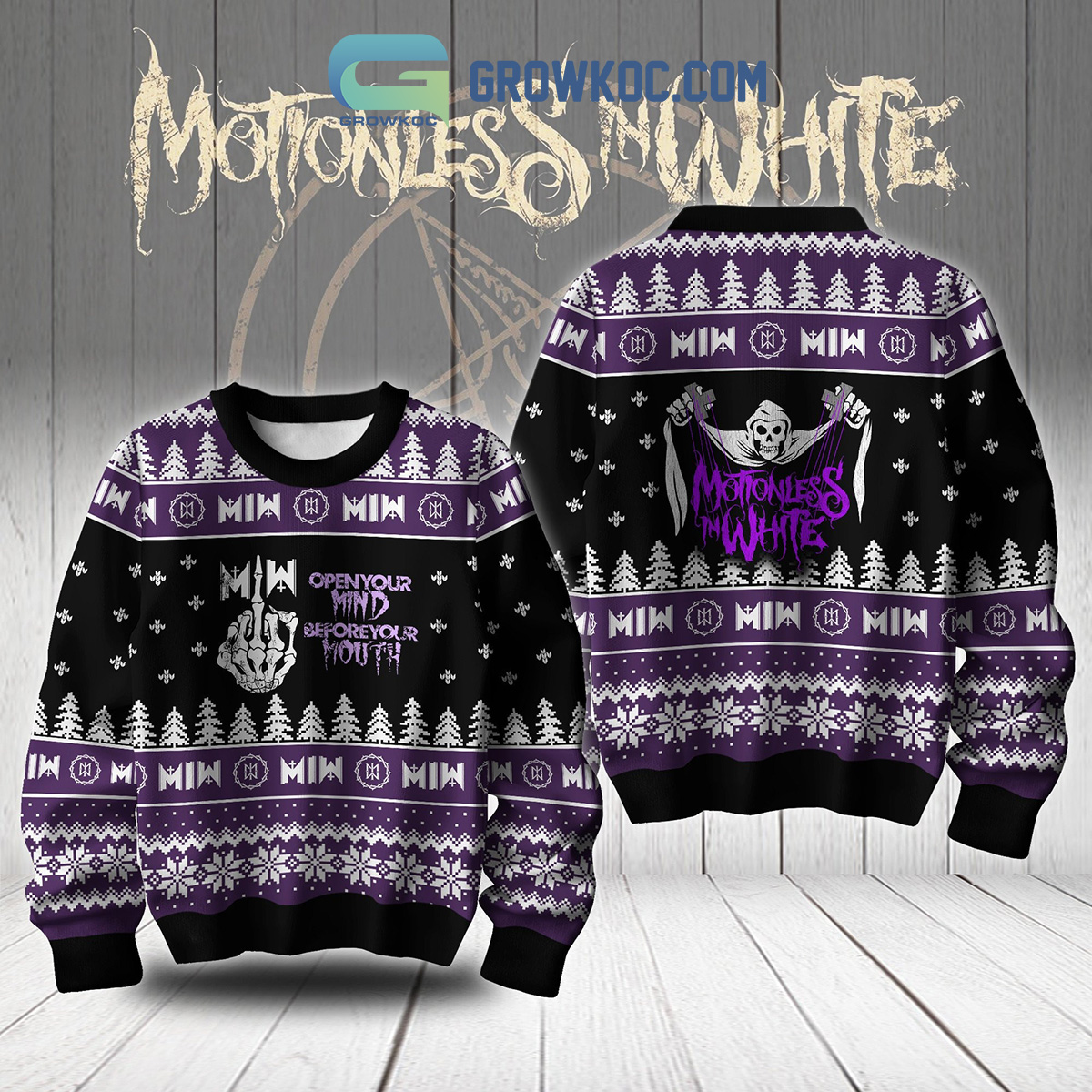 Motionless in White Open Your Mind Ugly Sweater2B1 ASDIU