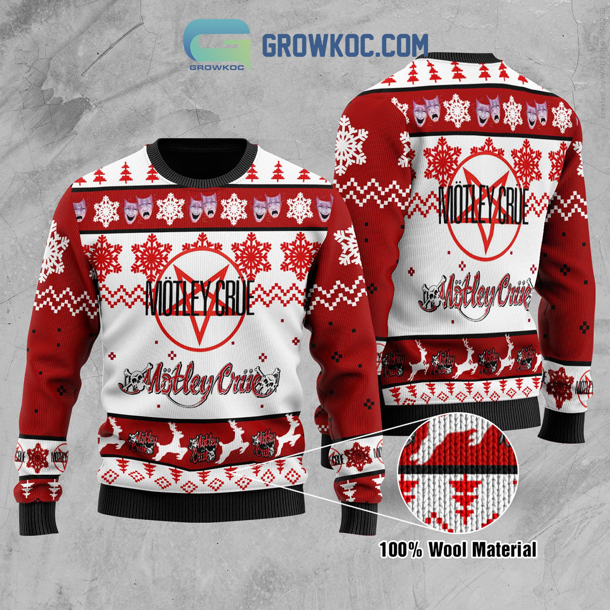 Motley Crue Snow Merry Christmas Ugly Sweater2B1 A3LxJ