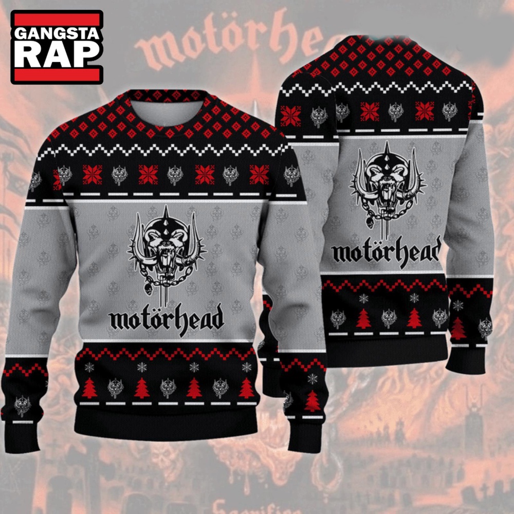 Motorhead Grey Ugly Christmas Sweater