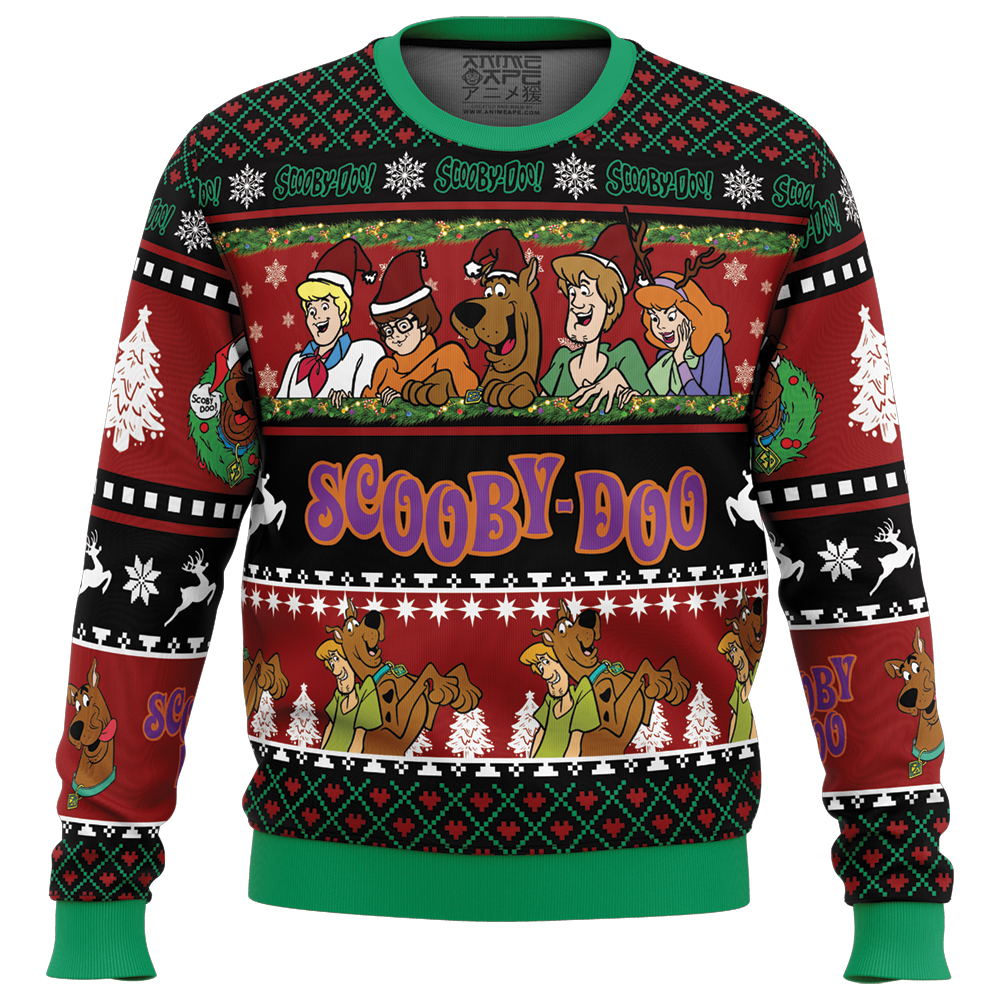 Mystery Inc Christmas Scooby Doo Ugly Christmas Sweater FRONT mockup