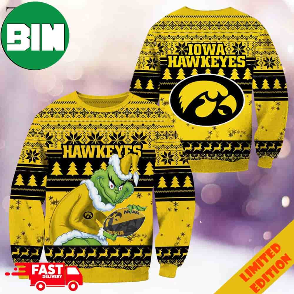 NCAA Iowa Hawkeyes Grinch Christmas Ugly Sweater 50191201 1