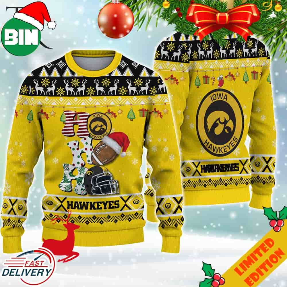 NCAA Iowa Hawkeyes HO HO HO Ugly Christmas Sweater 23052024 1