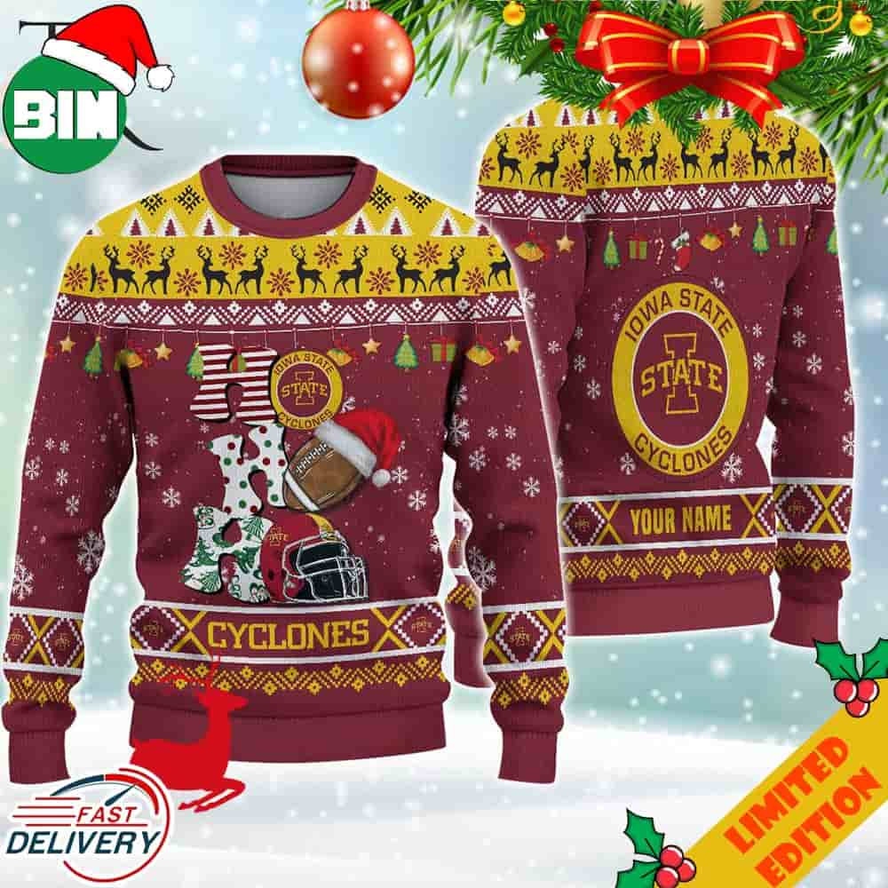 NCAA Iowa State Cyclones HO HO HO Ugly Christmas Sweater 1016021 1