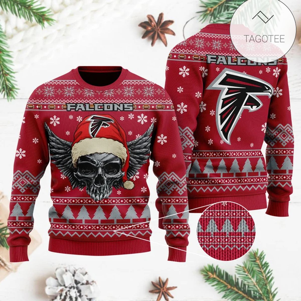 NFL Atlanta Falcons Ugly Christmas Sweater Skull Xmas