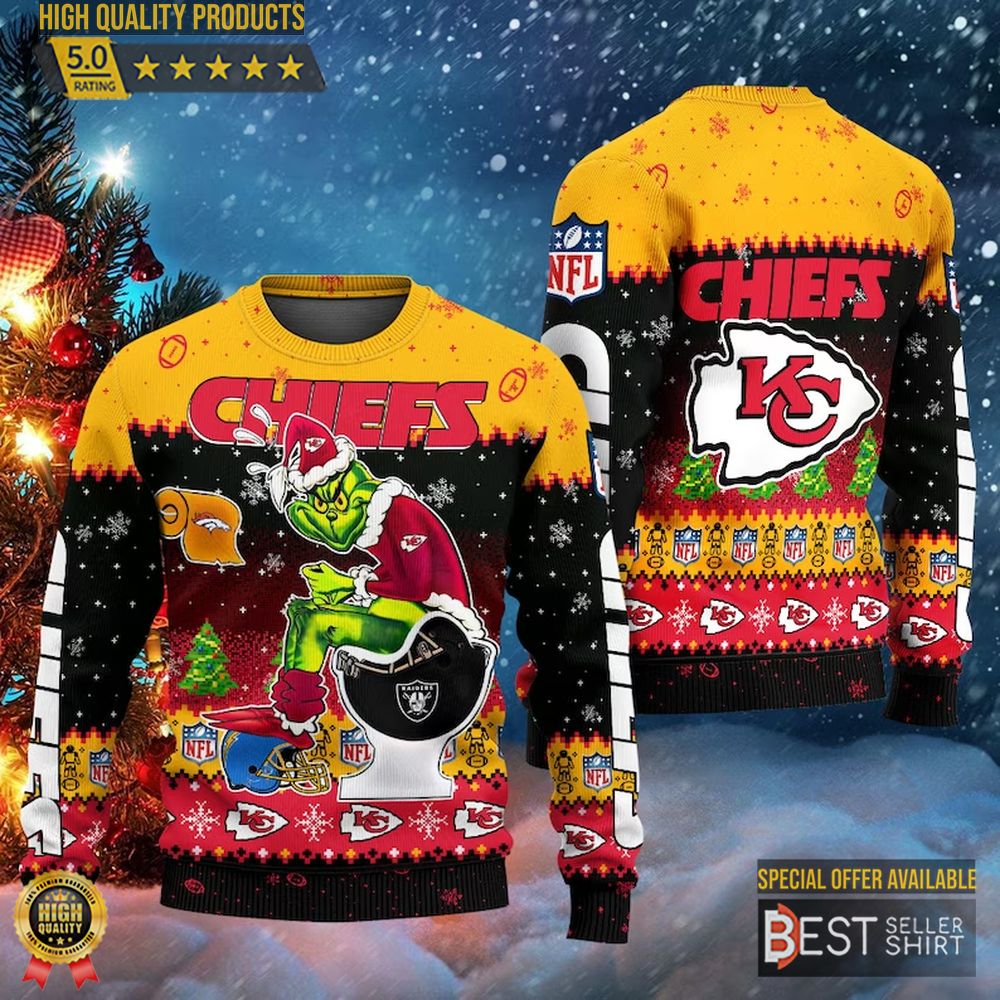NFL Grinch Kansas City Chiefs Ugly Christmas Sweater Christmas Gifts
