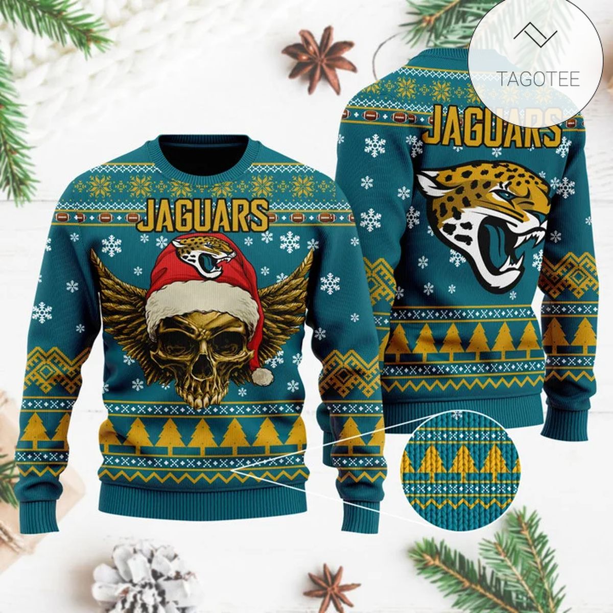 NFL Jacksonville Jaguars Ugly Christmas Sweater Skull Xmas