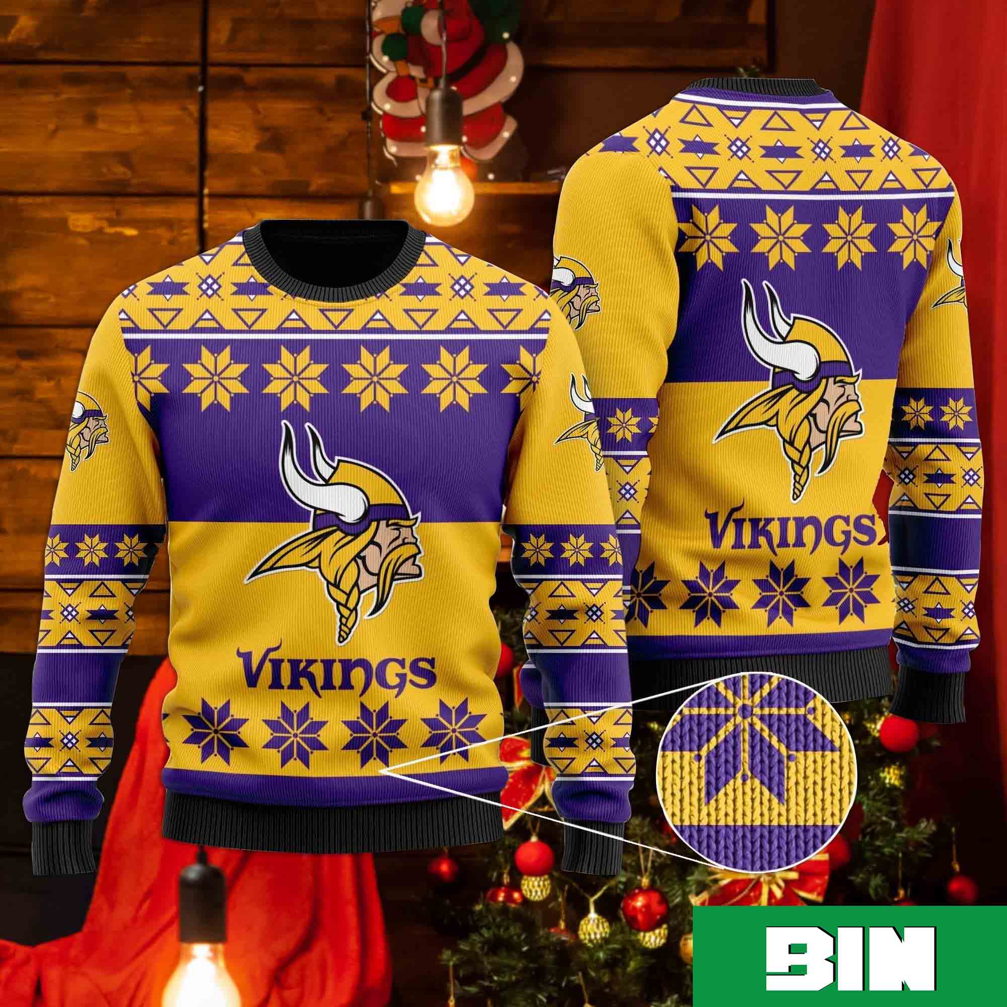 NFL Minnesota Vikings Snowflakes Pattern Christmas Gift 2023 For Men And Women Ugly Sweater 23644760 1